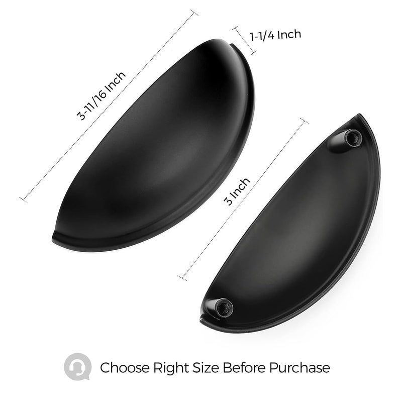 HomeExpert Home Expert 3 Inch Drawer Pulls Cup Pulls Kitchen Cabinet Handles Hardware for Cupboard 10 Pack Black - Image 3
